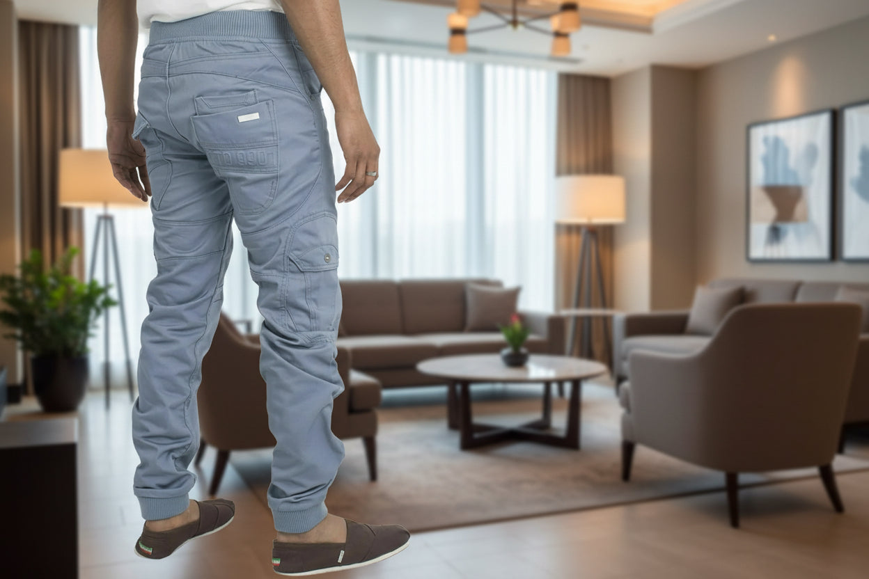 Mens Cuffed Jogger Combat Style Jeans