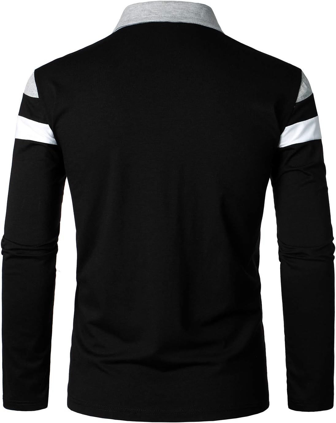 Long Sleeve Polo Shirts Patchwork Cotton