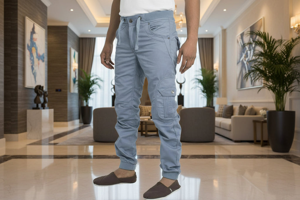 Mens Cuffed Jogger Combat Style Jeans