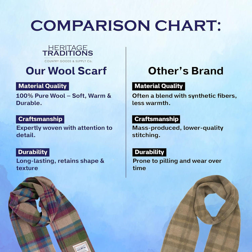 100% Pure Wool Tartan Scarves Shawls and Wraps