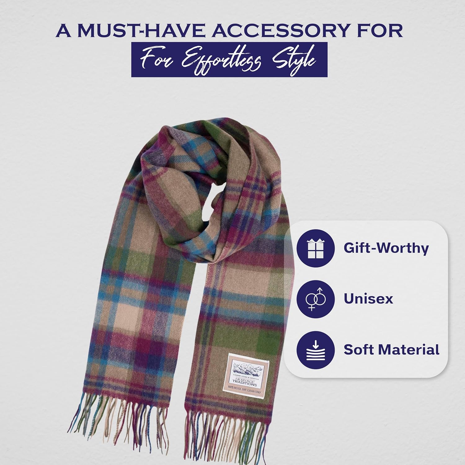 100% Pure Wool Tartan Scarves Shawls and Wraps
