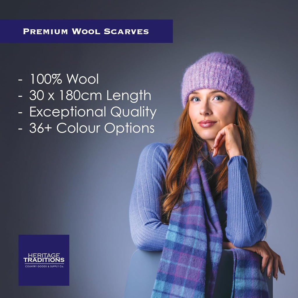 100% Pure Wool Tartan Scarves Shawls and Wraps