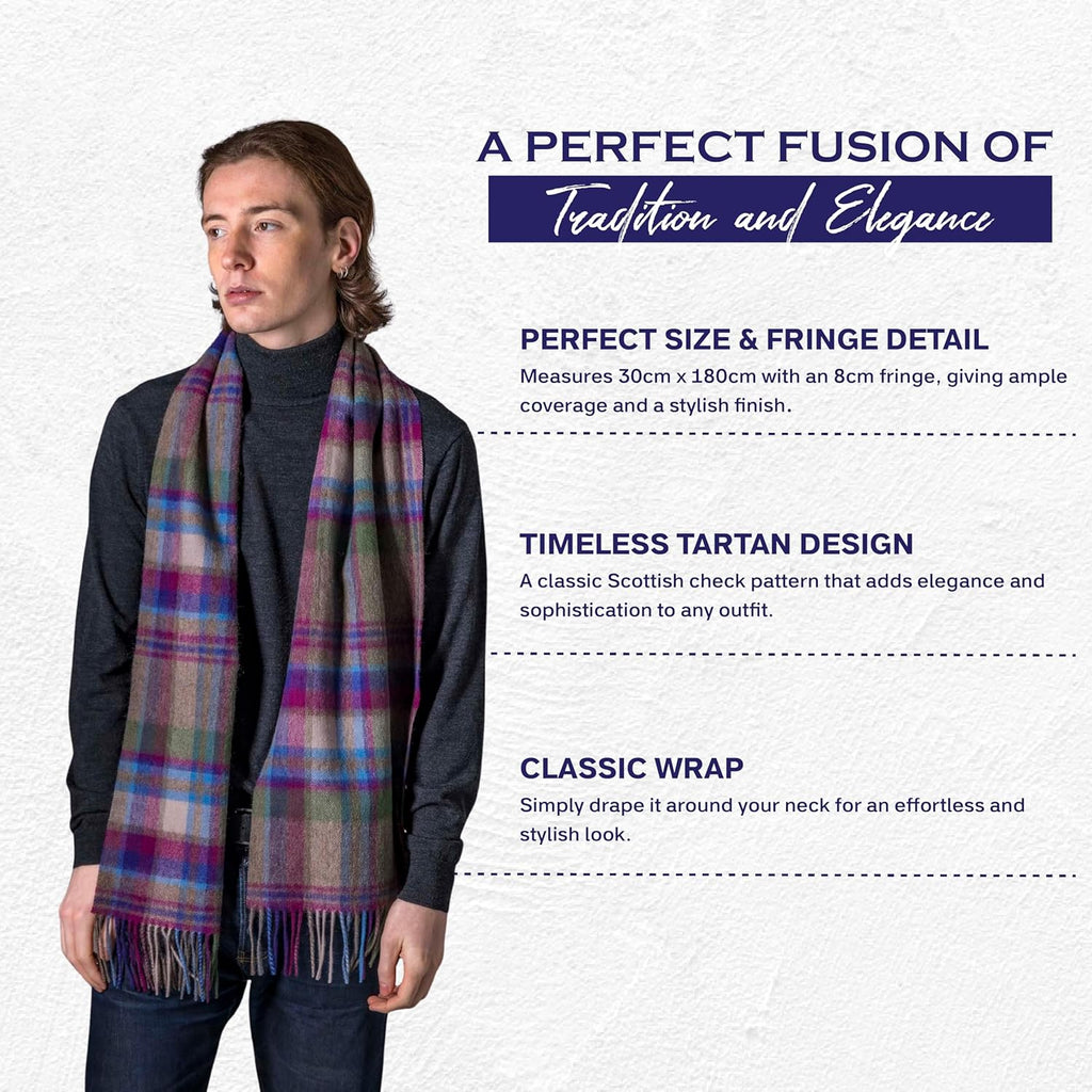 100% Pure Wool Tartan Scarves Shawls and Wraps