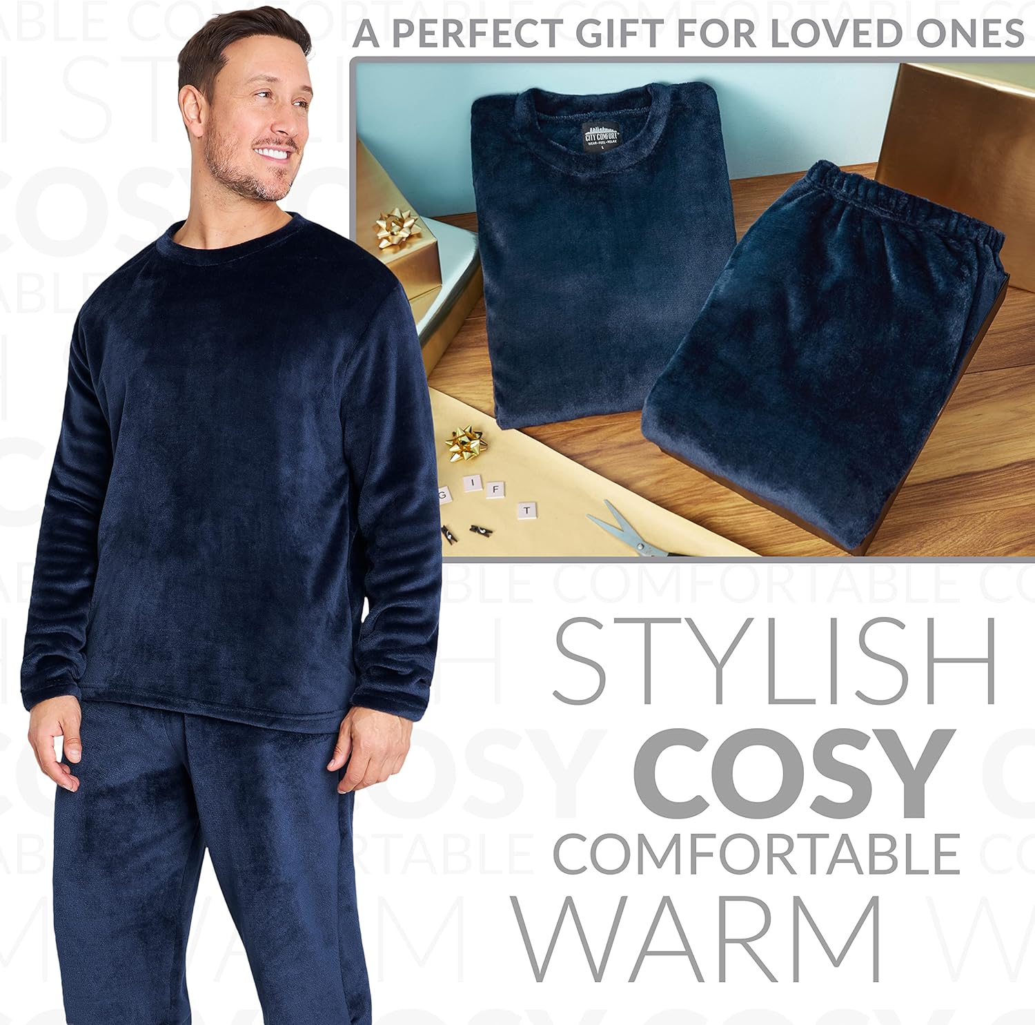 Mens Fleece Pyjamas Loungewear