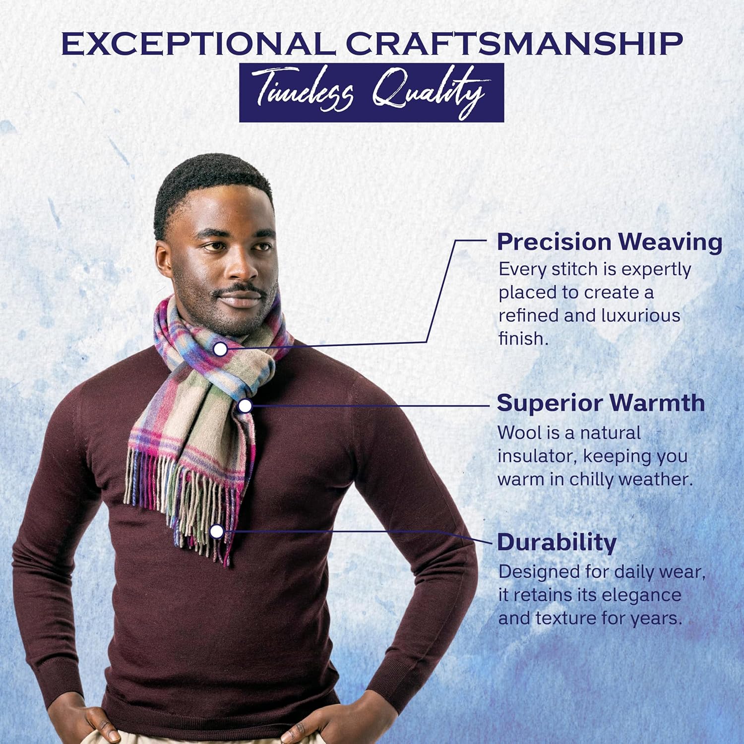 100% Pure Wool Tartan Scarves Shawls and Wraps