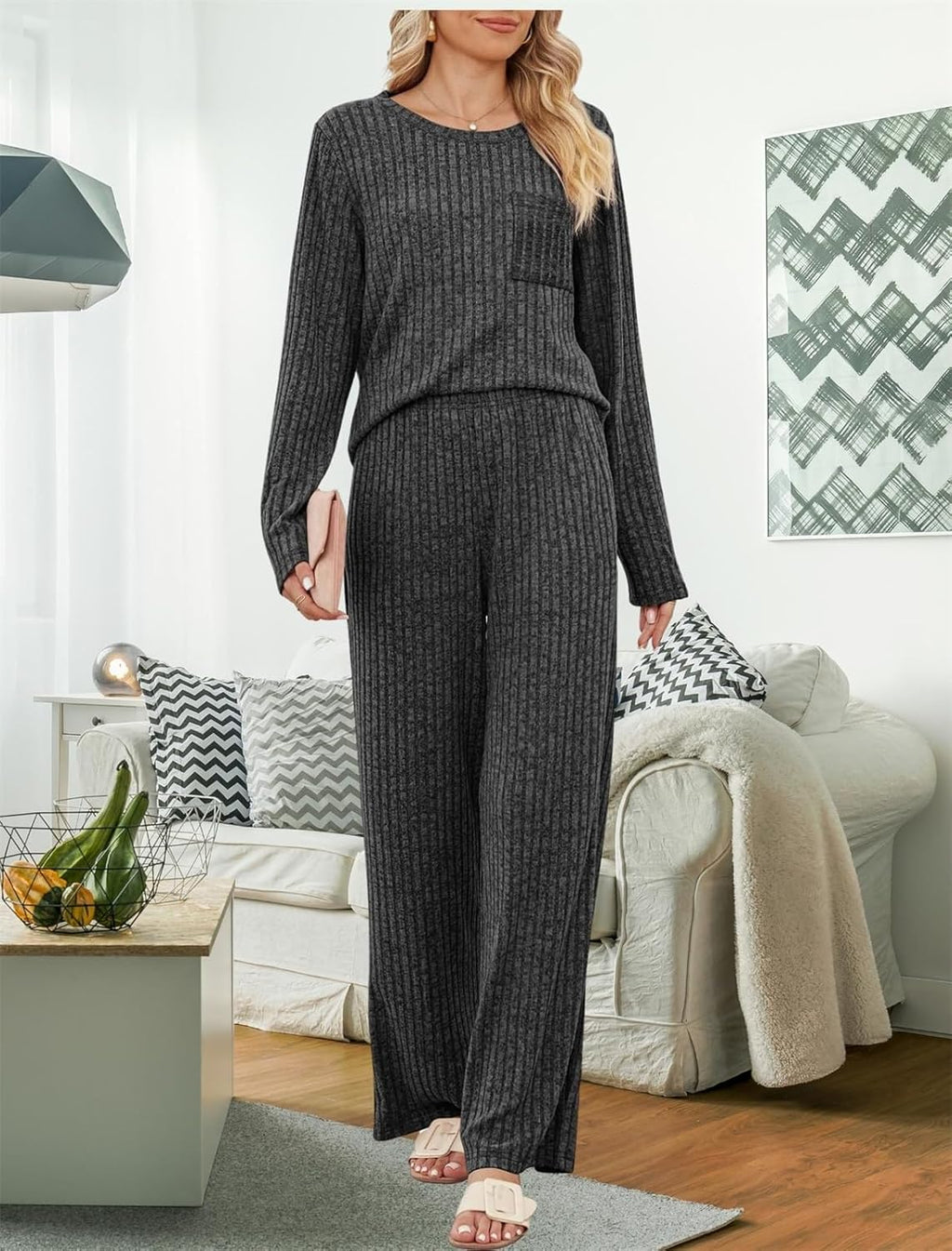 Ribbed Lounge Wear Sets